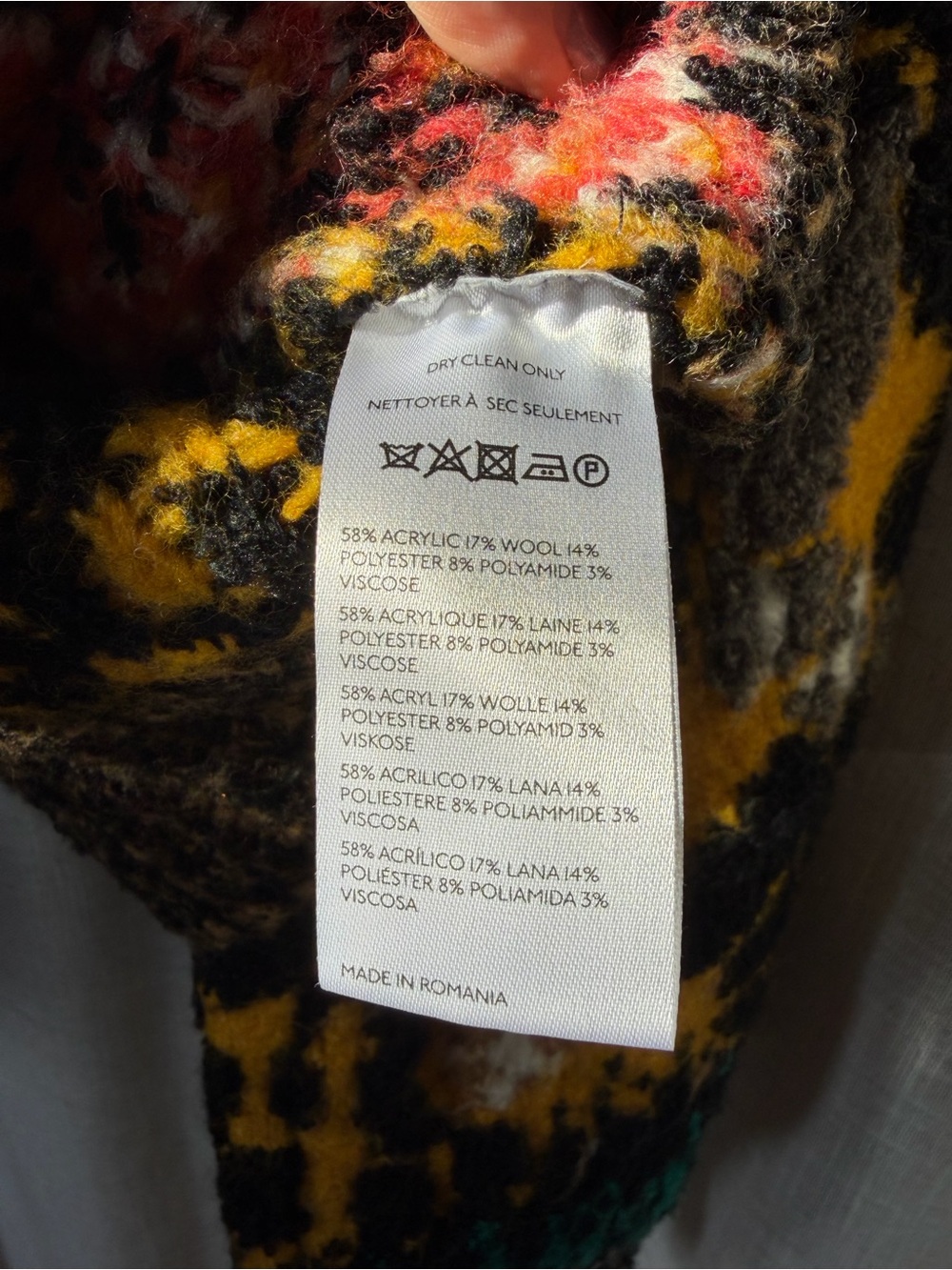 Anthropologie Black Multicolor Cropped Crewneck Sweater - Picture 4 of 4